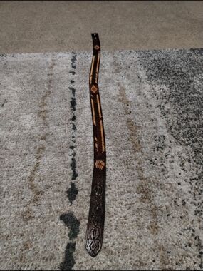 Hand-Tooled Leather Belt with Woven Accents - Brown & Tan Sz 42 Mexico Leather